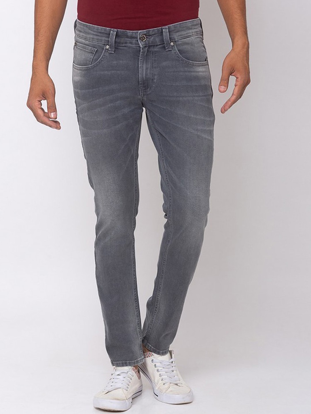 

SPYKAR Men Grey Super Skinny Fit Low-Rise Light Fade Jeans