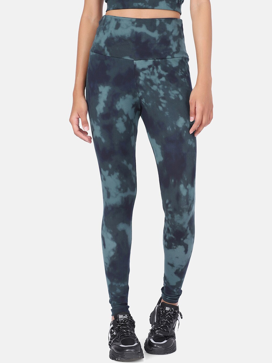

Aesthetic Bodies Women Teal Blue Printed High-Rise Tights