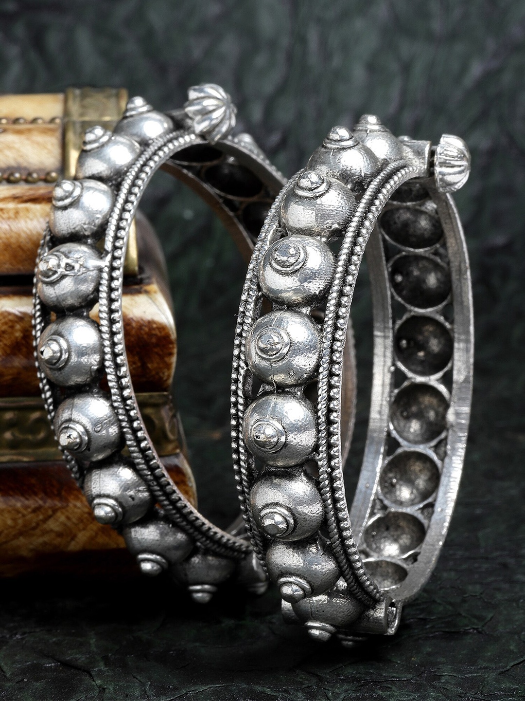 

KARATCART Silver-Plated Oxidized Antique Bangle