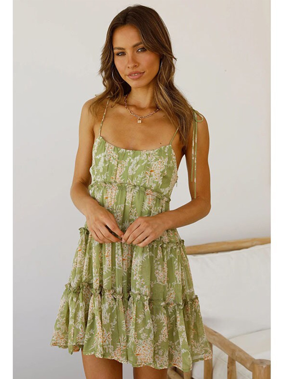 

La Aimee Women Green Floral Dress