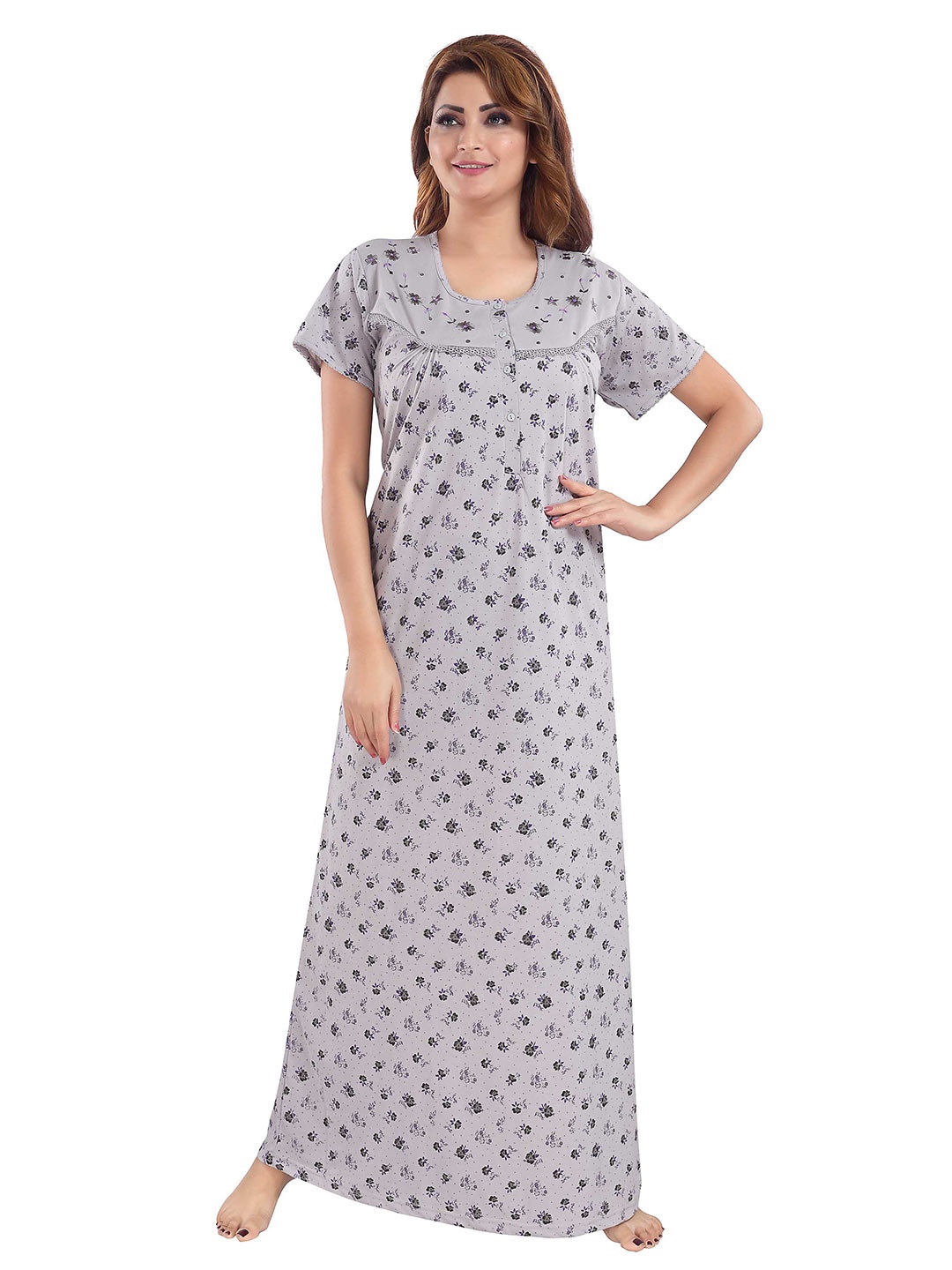 

9shines Label Grey Printed Maxi Nightdress