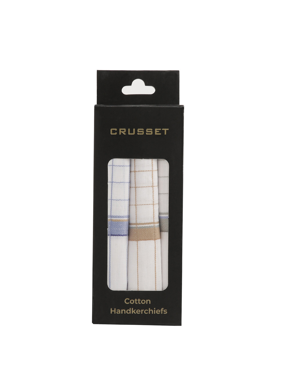 

CRUSSET Men Pack of 3 Checked Handkerchiefs, White