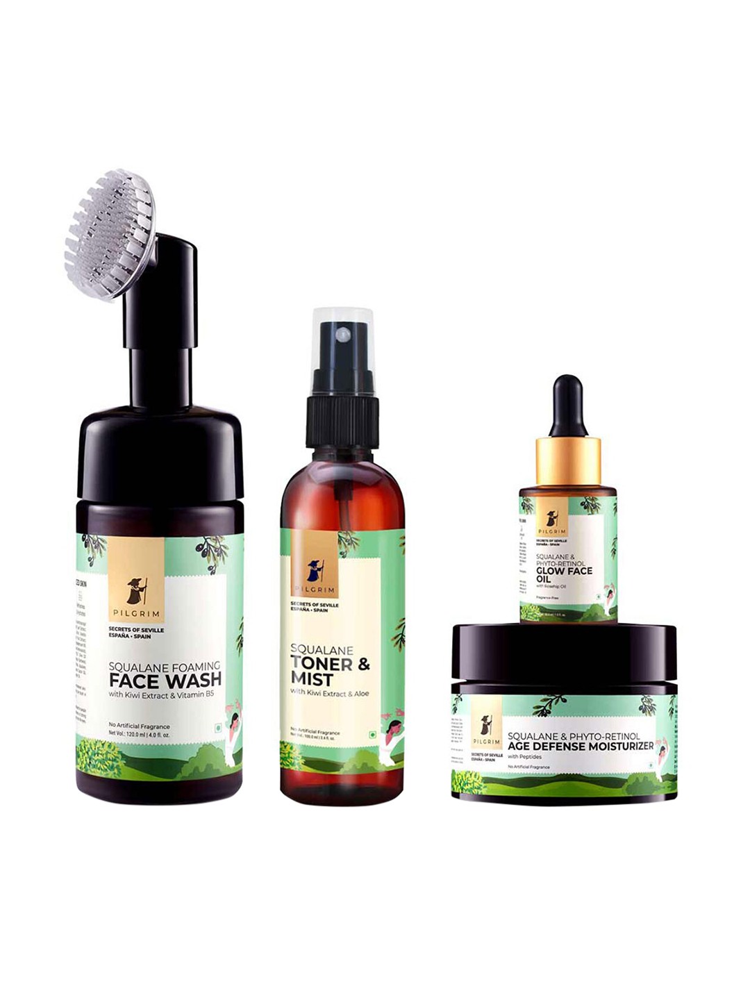 

Pilgrim Age Delay & Hydration Skin Care Kit for Light Moisture & Fine Lines Reduction, Green