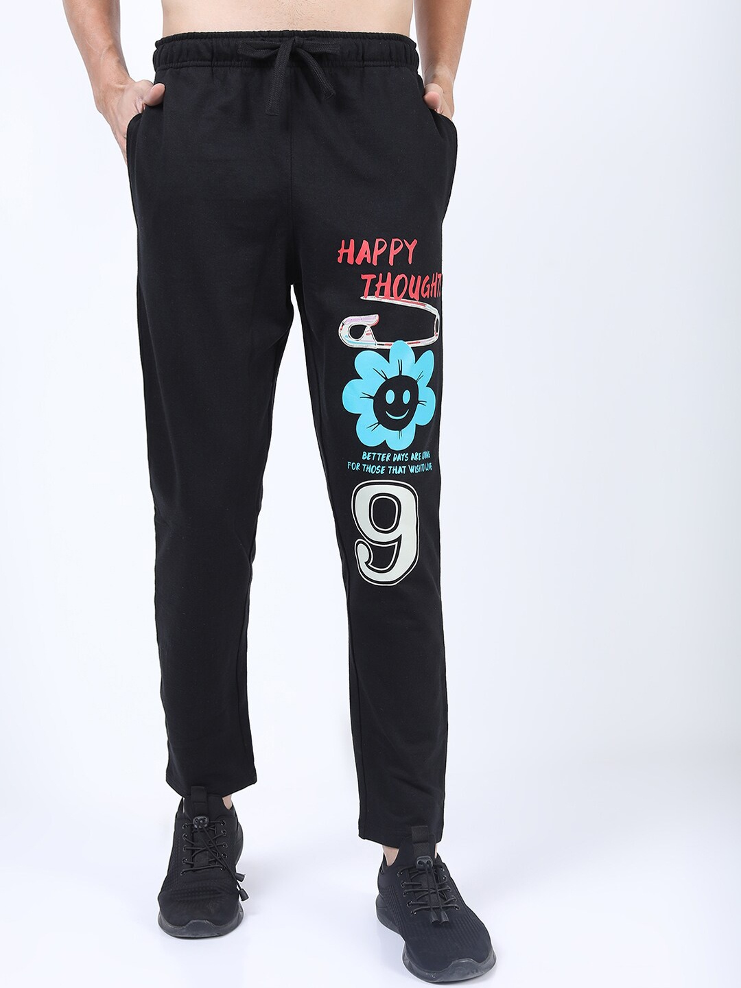 

KETCH Men Black Printed Slim-Fit Track Pants