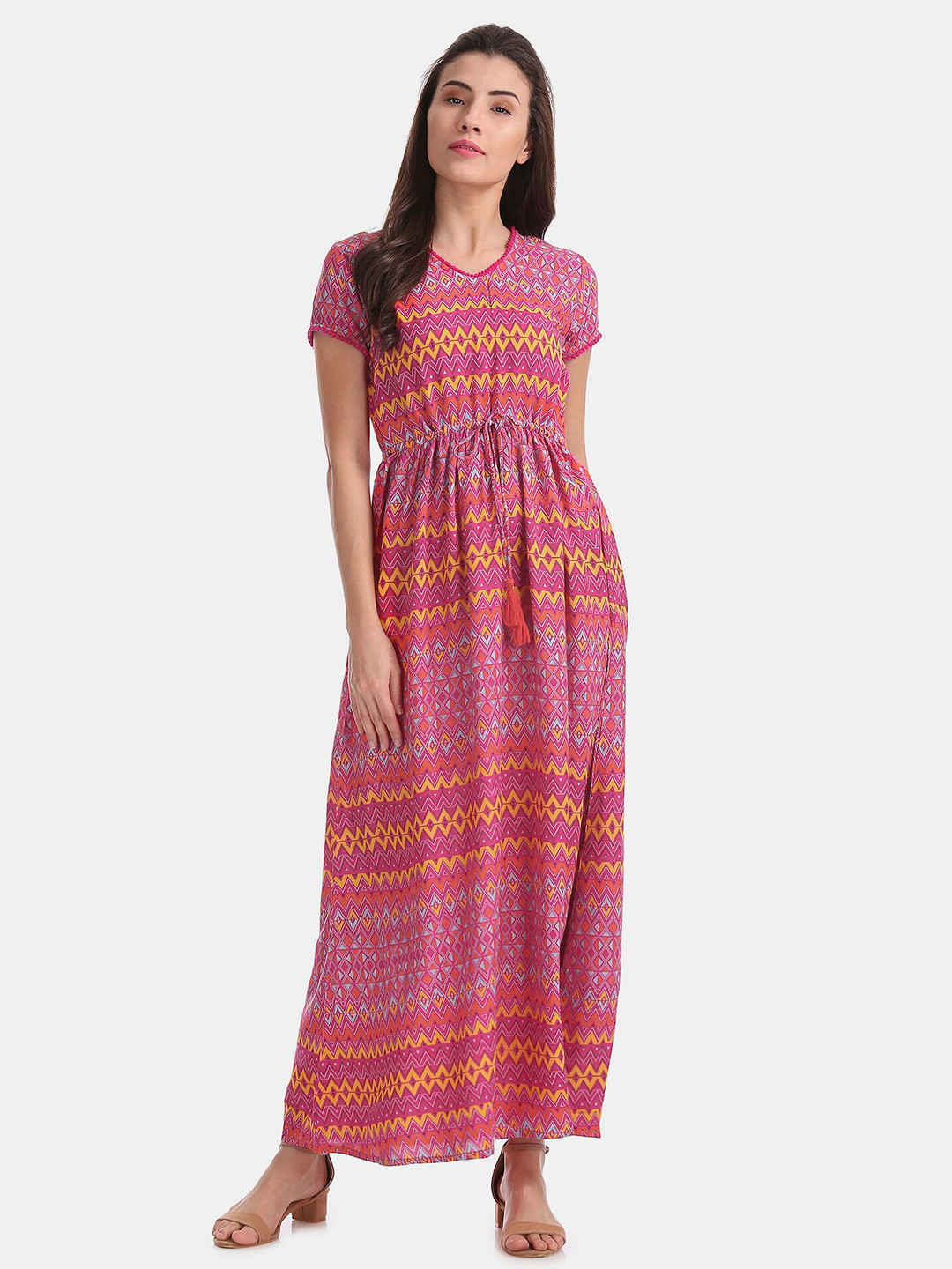 

Bronz Women Pink Ethnic Motifs Ethnic Maxi Dress