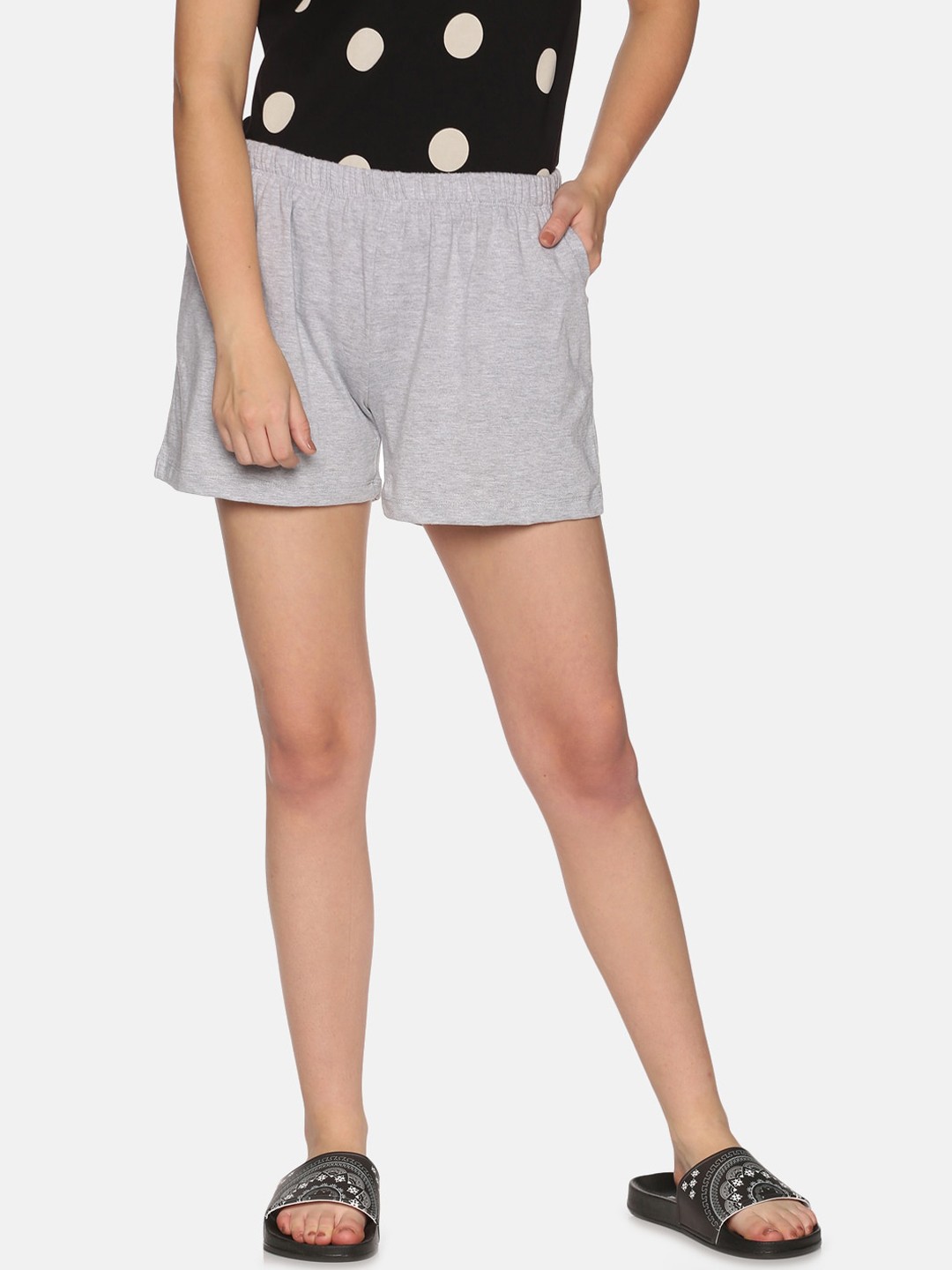 

BEVERLY BLUES Women Grey Cotton Shorts