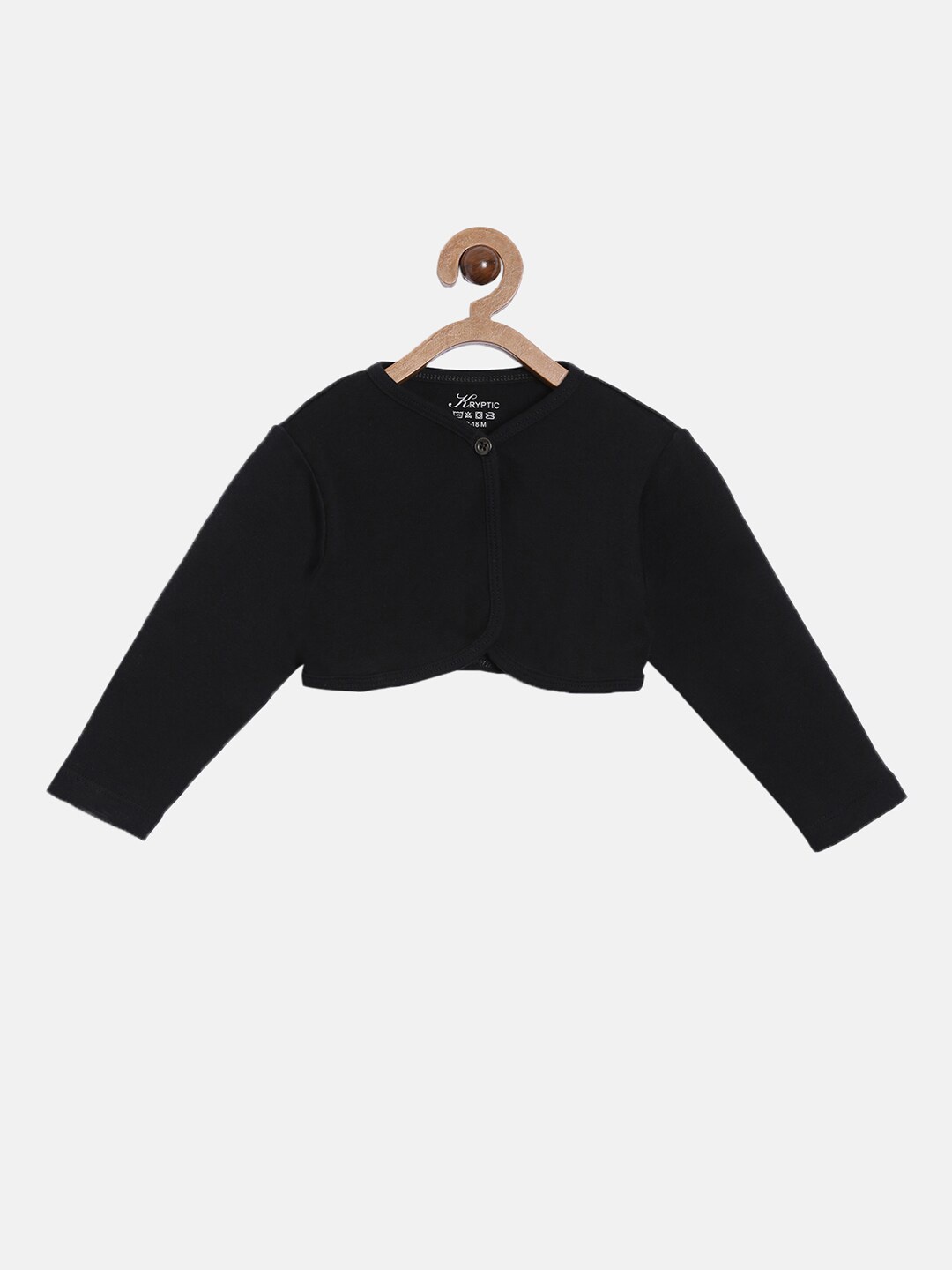 

Kryptic Girls Black Crop Button Cotton Shrug