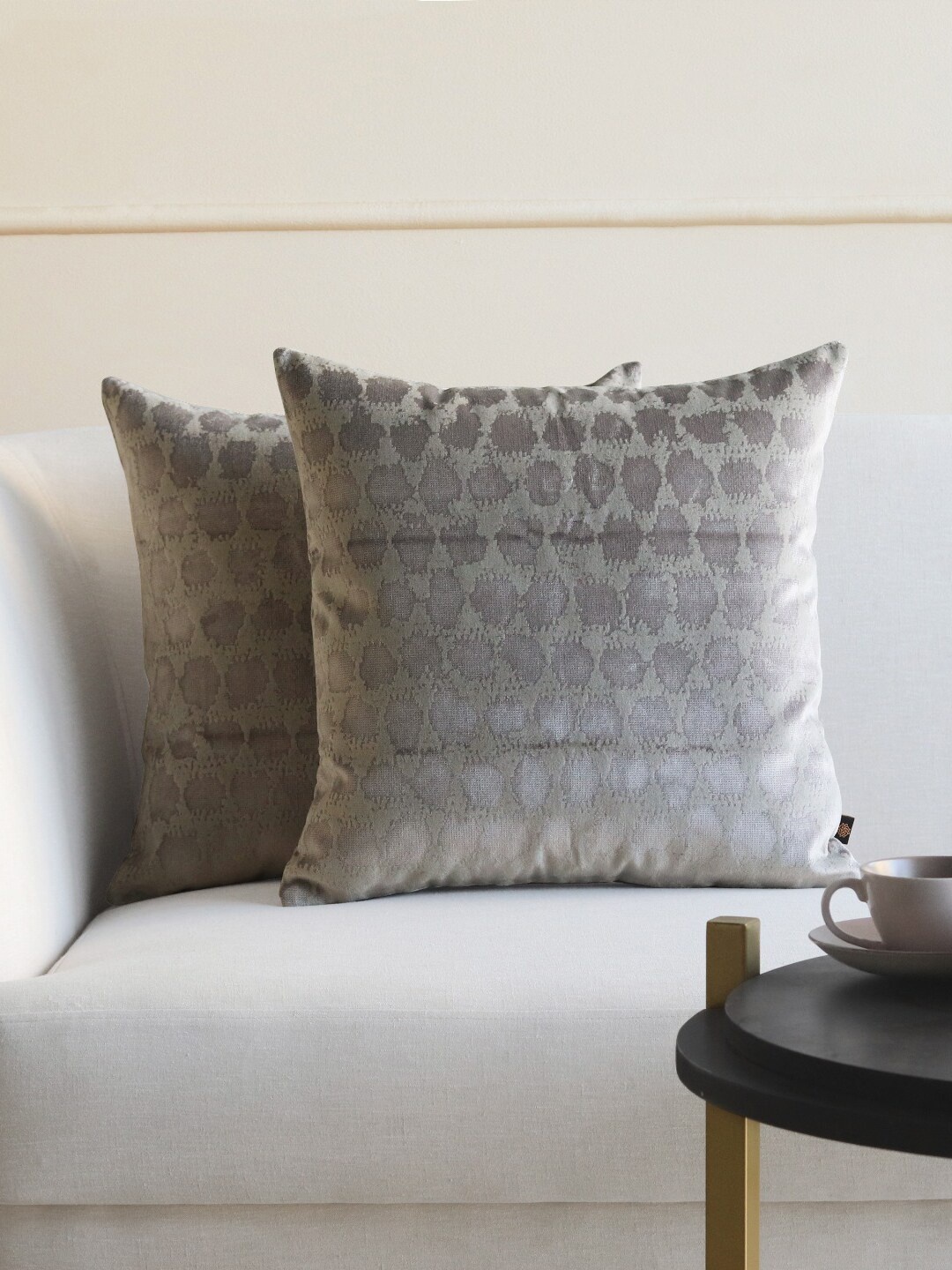 

GM Grey Set of 2 Abstract Velvet Square PD Velvet Cushion Covers