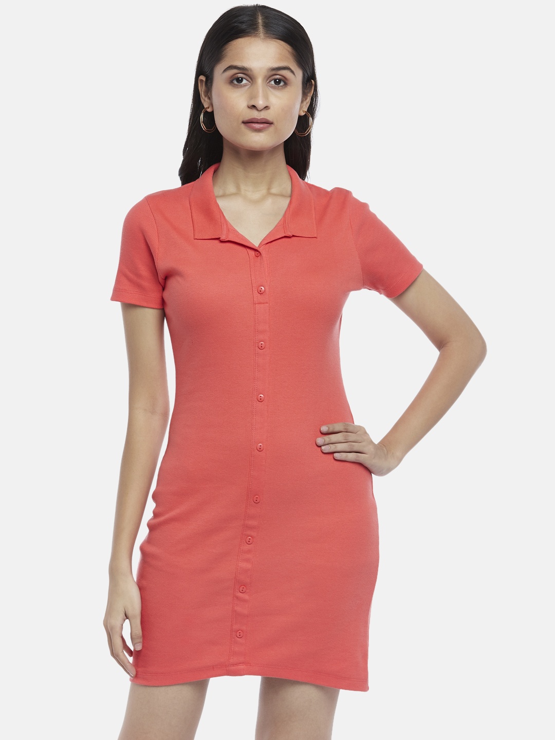 People Coral T-shirt Dress
