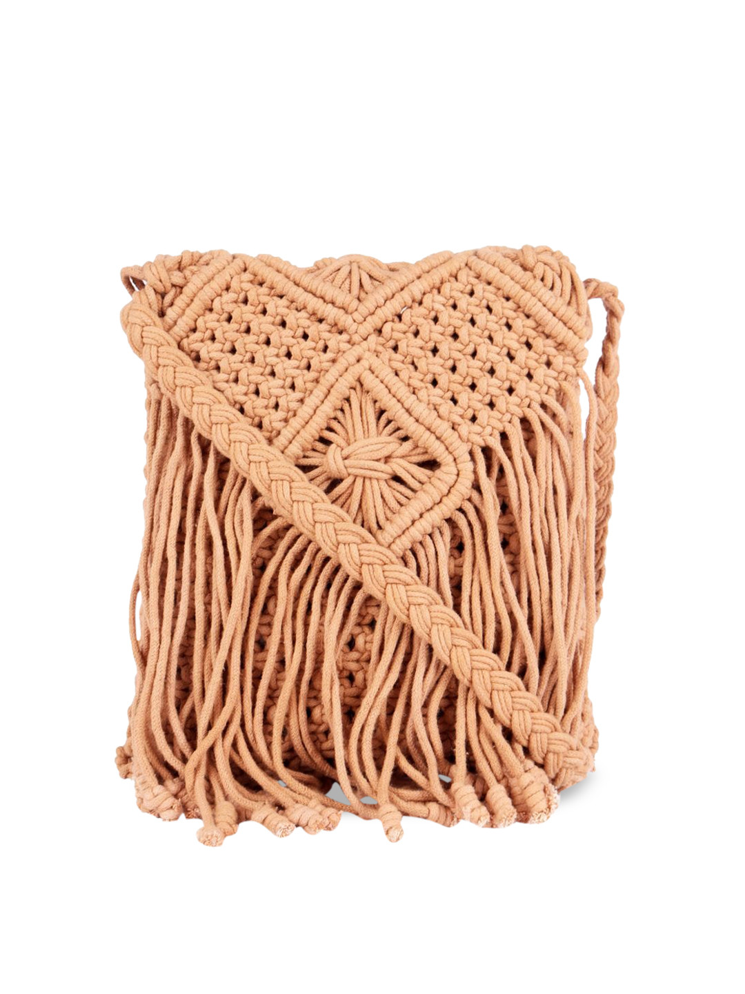 

ASTRID Brown Structured Macrame Sling Bag