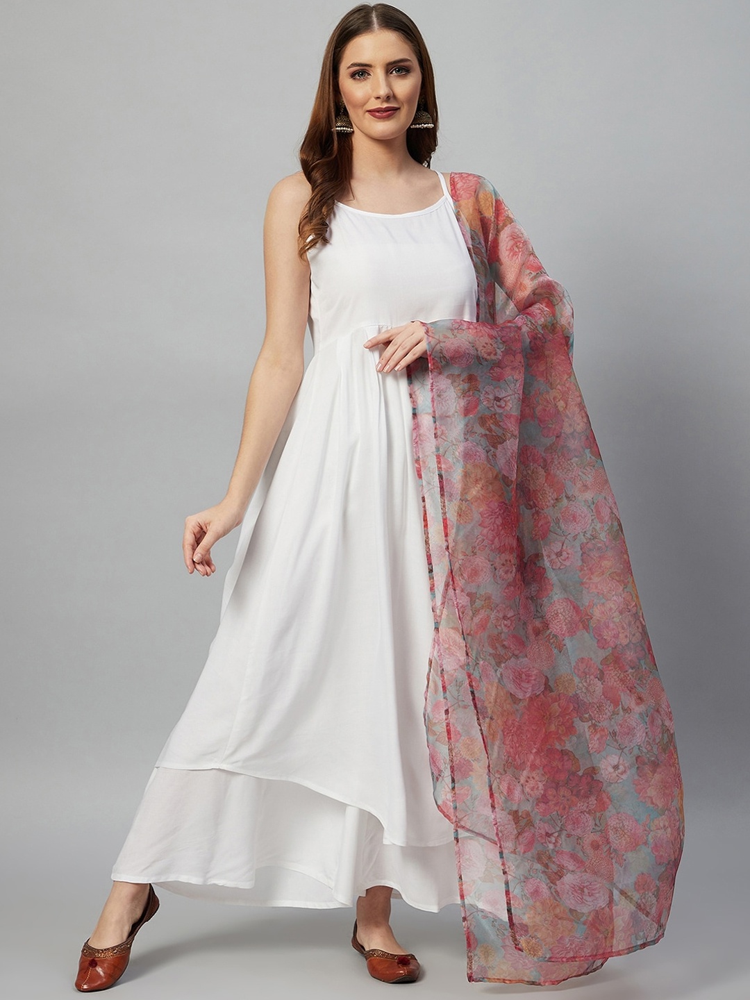

InWeave Women White Kurta With Palazzos & Dupatta