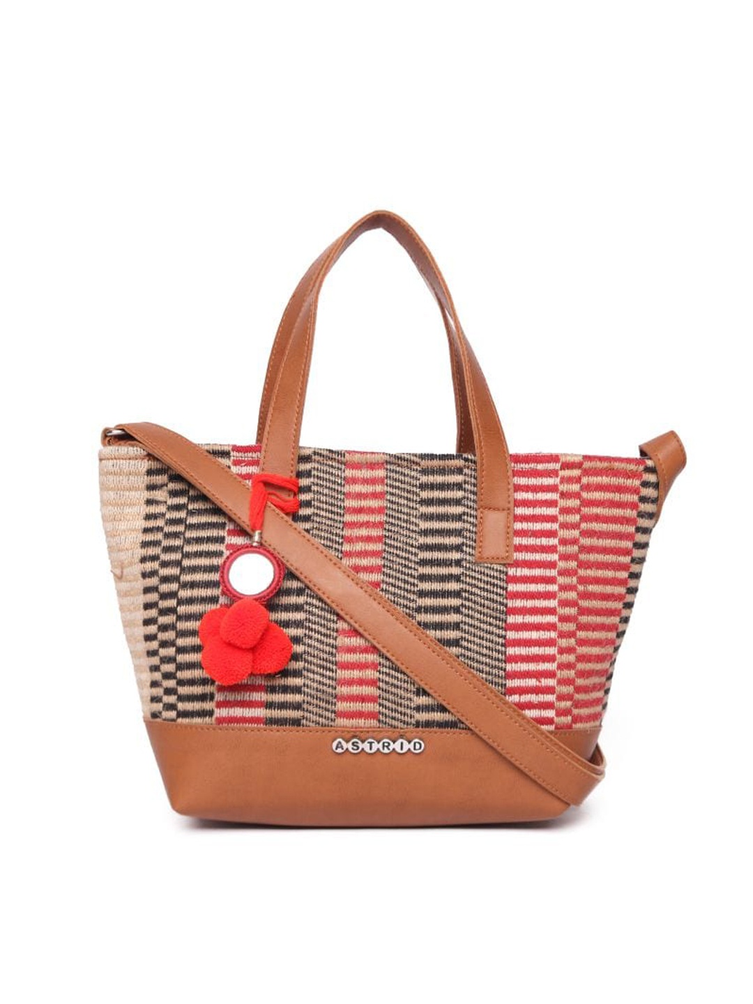 

ASTRID Multicoloured Geometric Printed Oversized Shopper Tote Bag with Tasselled, Multi
