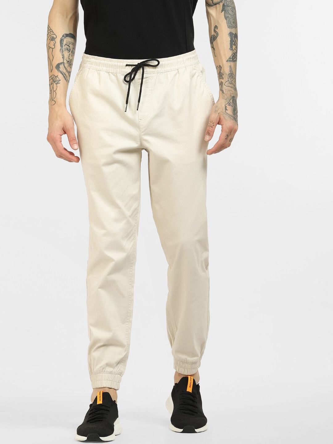 

Jack & Jones Men Beige Solid Joggers