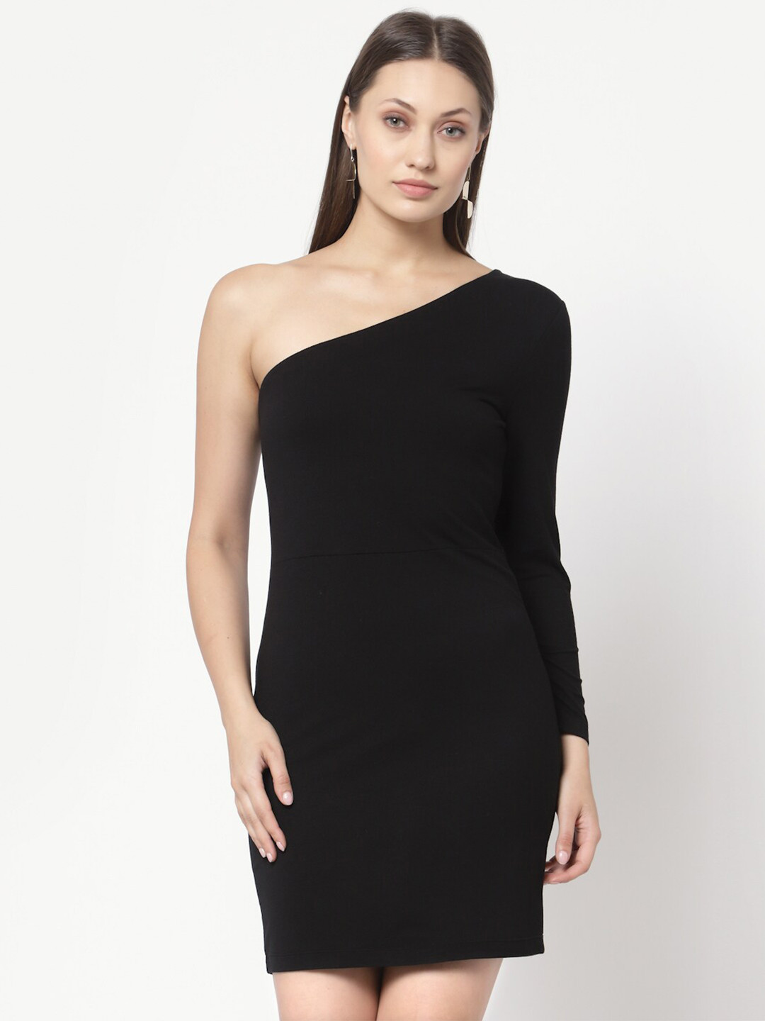 

YOONOY Black One Shoulder Bodycon Dress