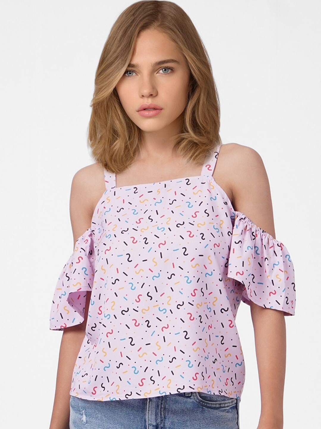 

ONLY Pink Geometric Print Top