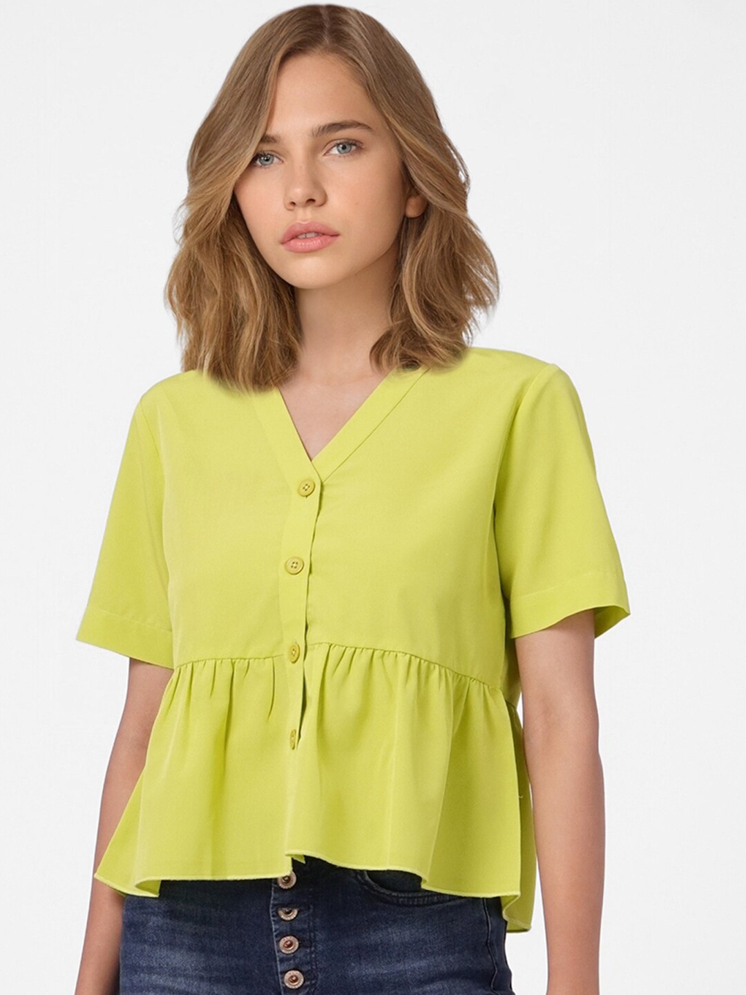 

ONLY Green Cinched Waist Top