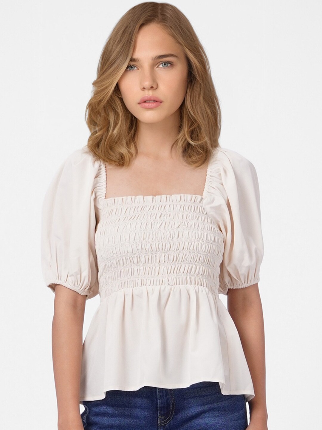 

ONLY Pink Cinched Waist Top