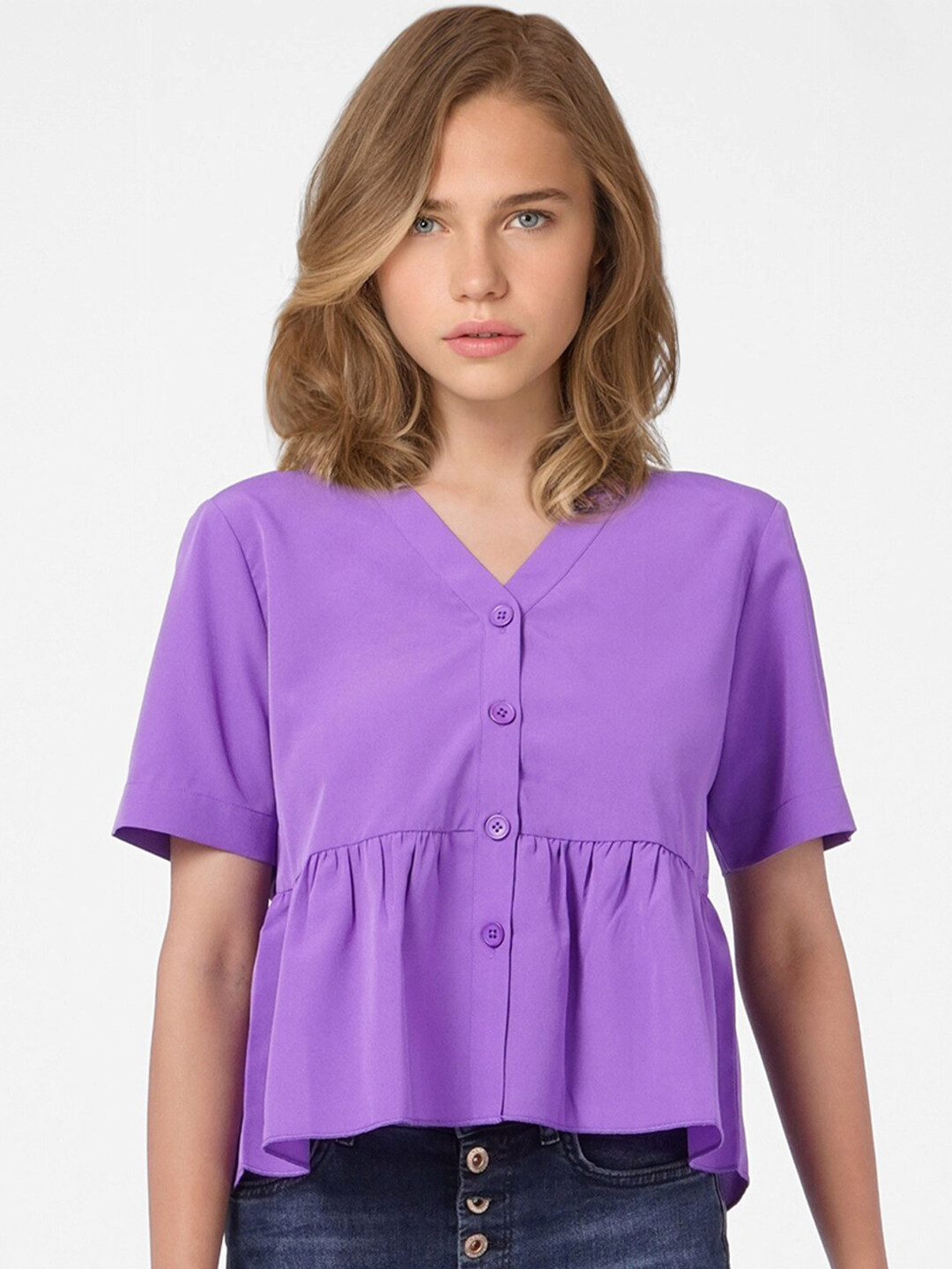 

ONLY Women Purple Peplum Top