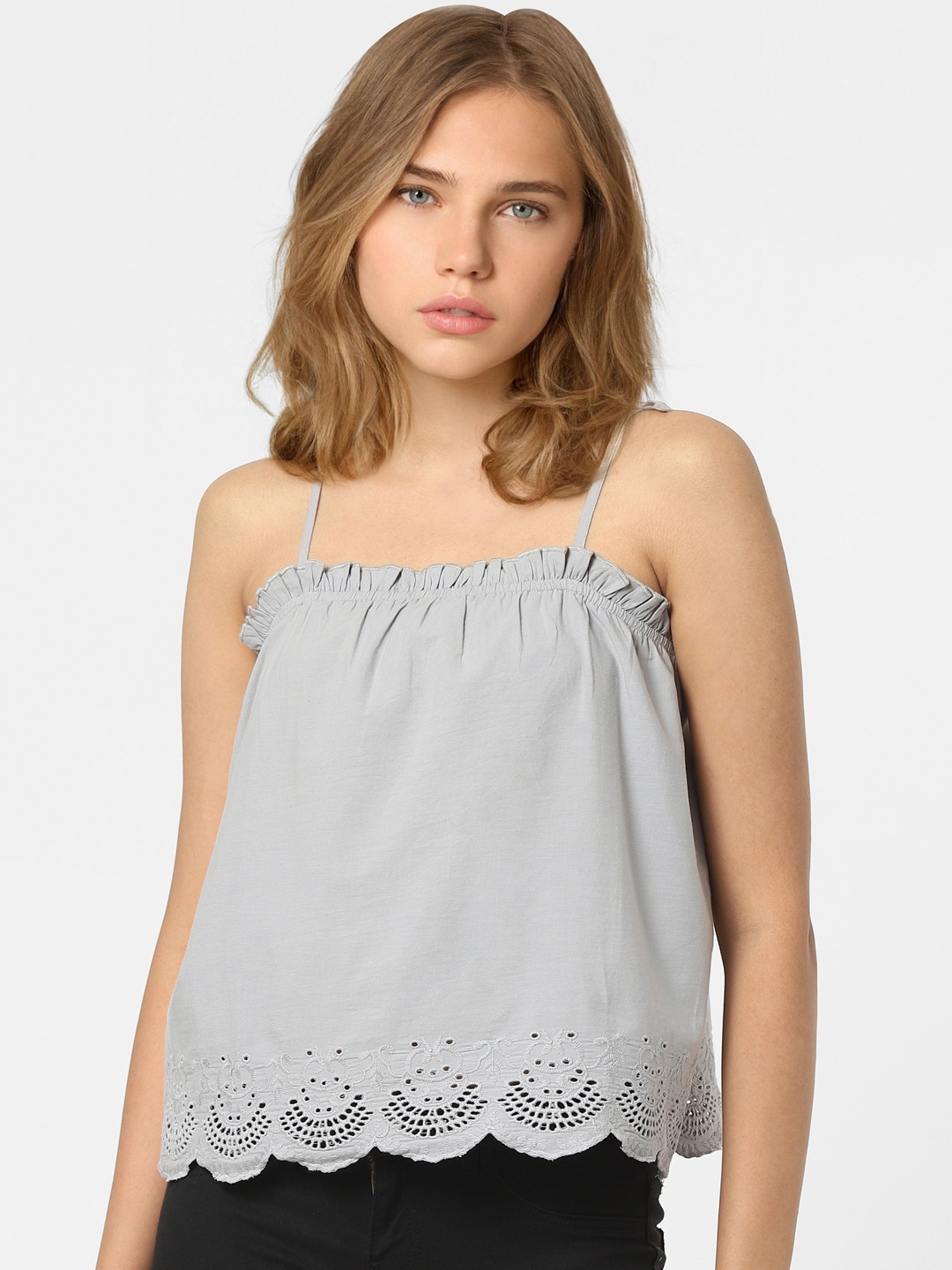 

ONLY Women Grey Floral Print Top