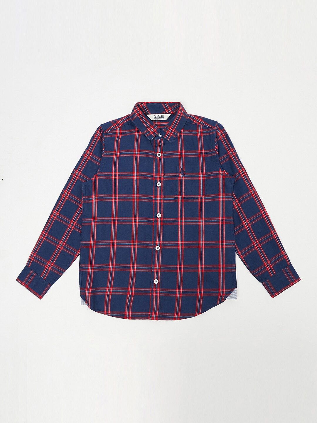 

Cantabil Boys Navy Blue & Red Standard Checked Cotton Casual Shirt