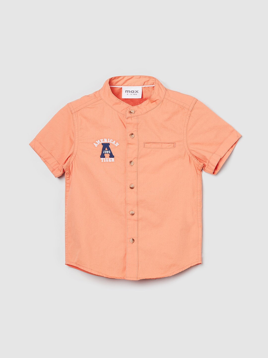 

max Boys Orange Pure Cotton Casual Shirt