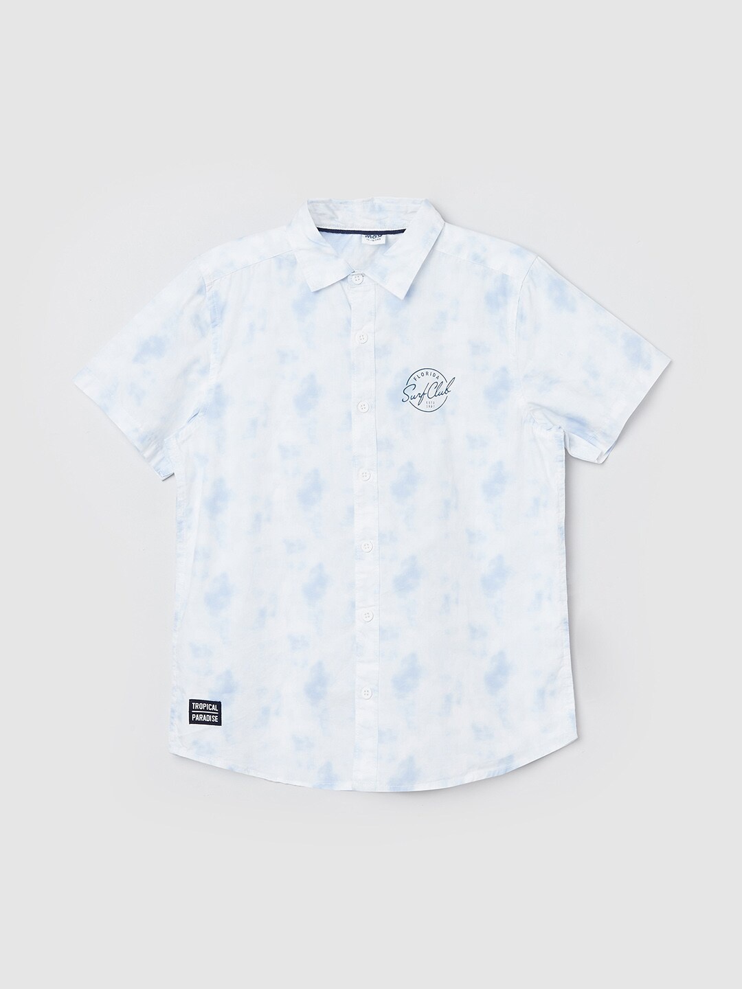 

max Boys White Printed Cotton Casual Shirt