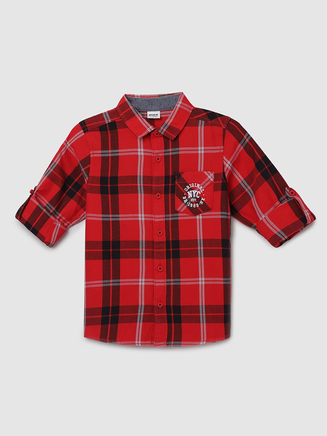 

max Boys Red Tartan Checks Checked Pure Cotton Casual Shirt
