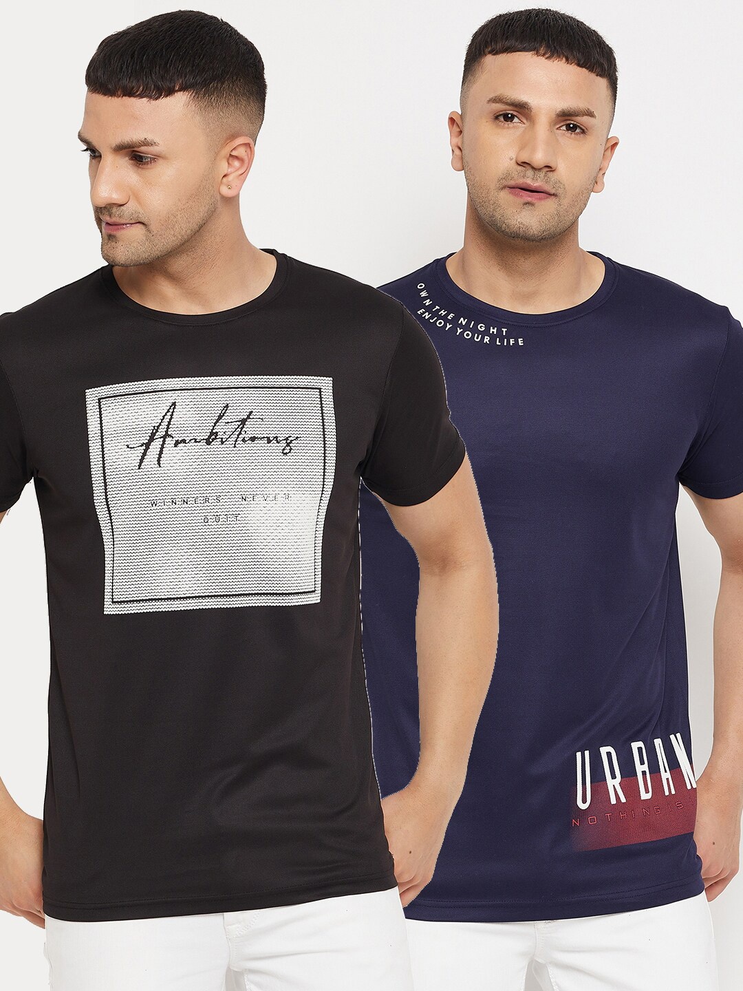 

Parcel Yard Men Pack Of 2 Cotton T-shirts, Black