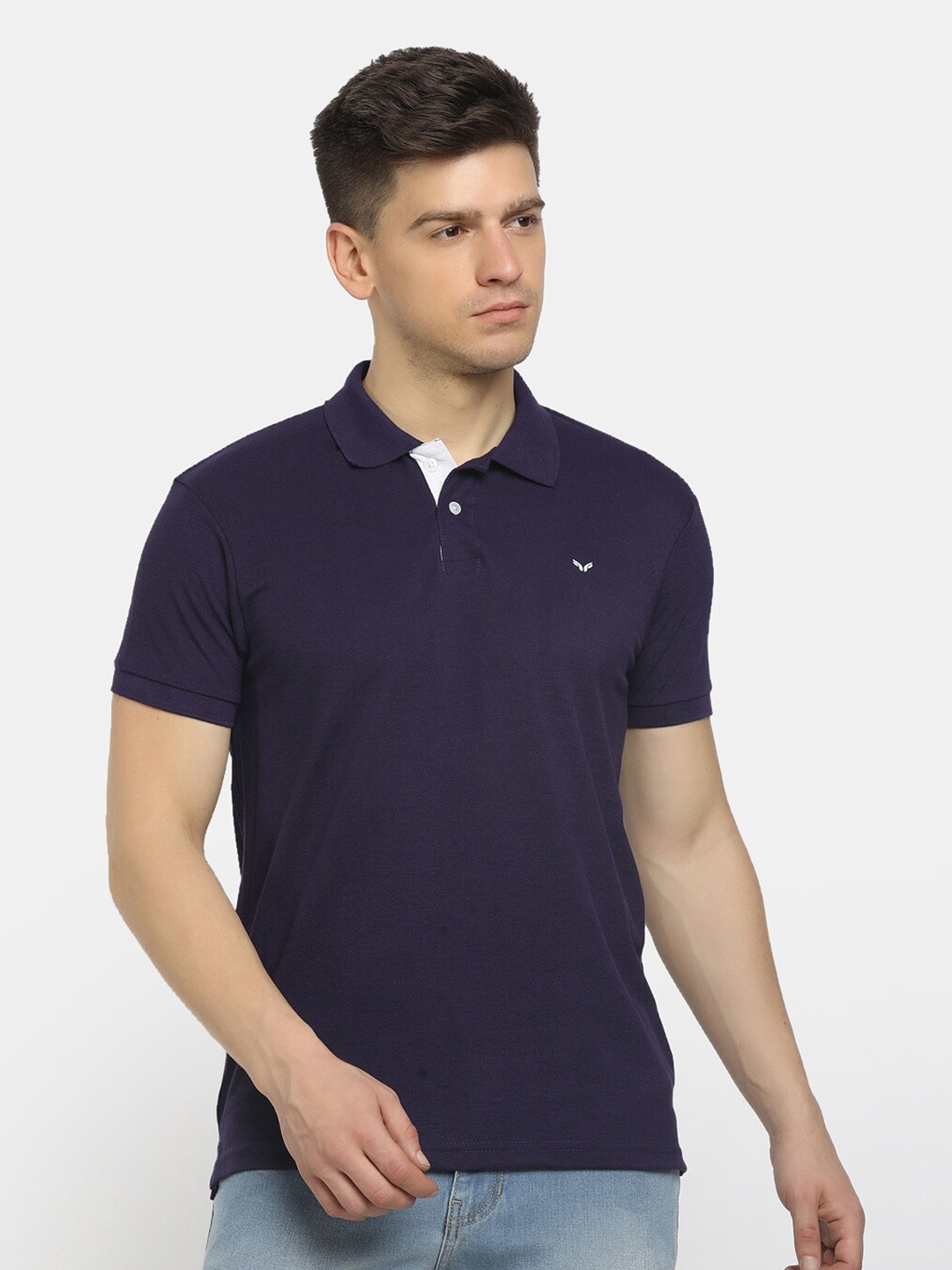 

V-Mart Men Purple Polo Collar Cotton T-shirt