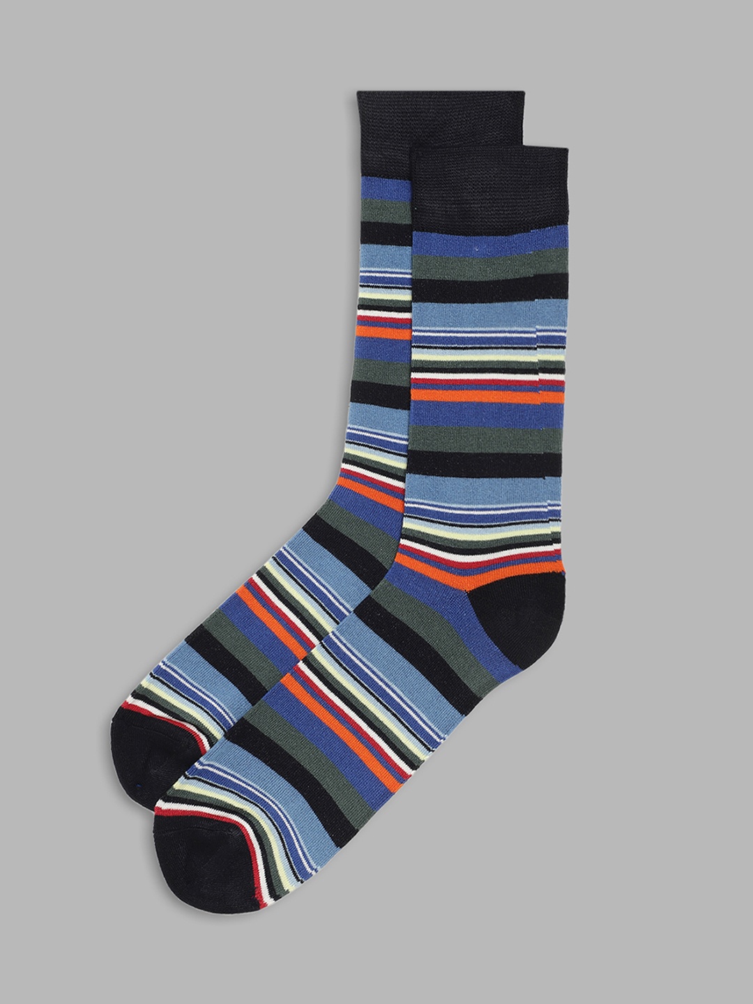 

LINDBERGH Men Navy Blue Striped Calf Length Socks