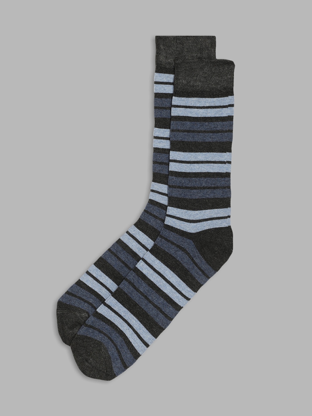 

LINDBERGH Men Navy Blue Striped Bamboo Calf-Length Socks