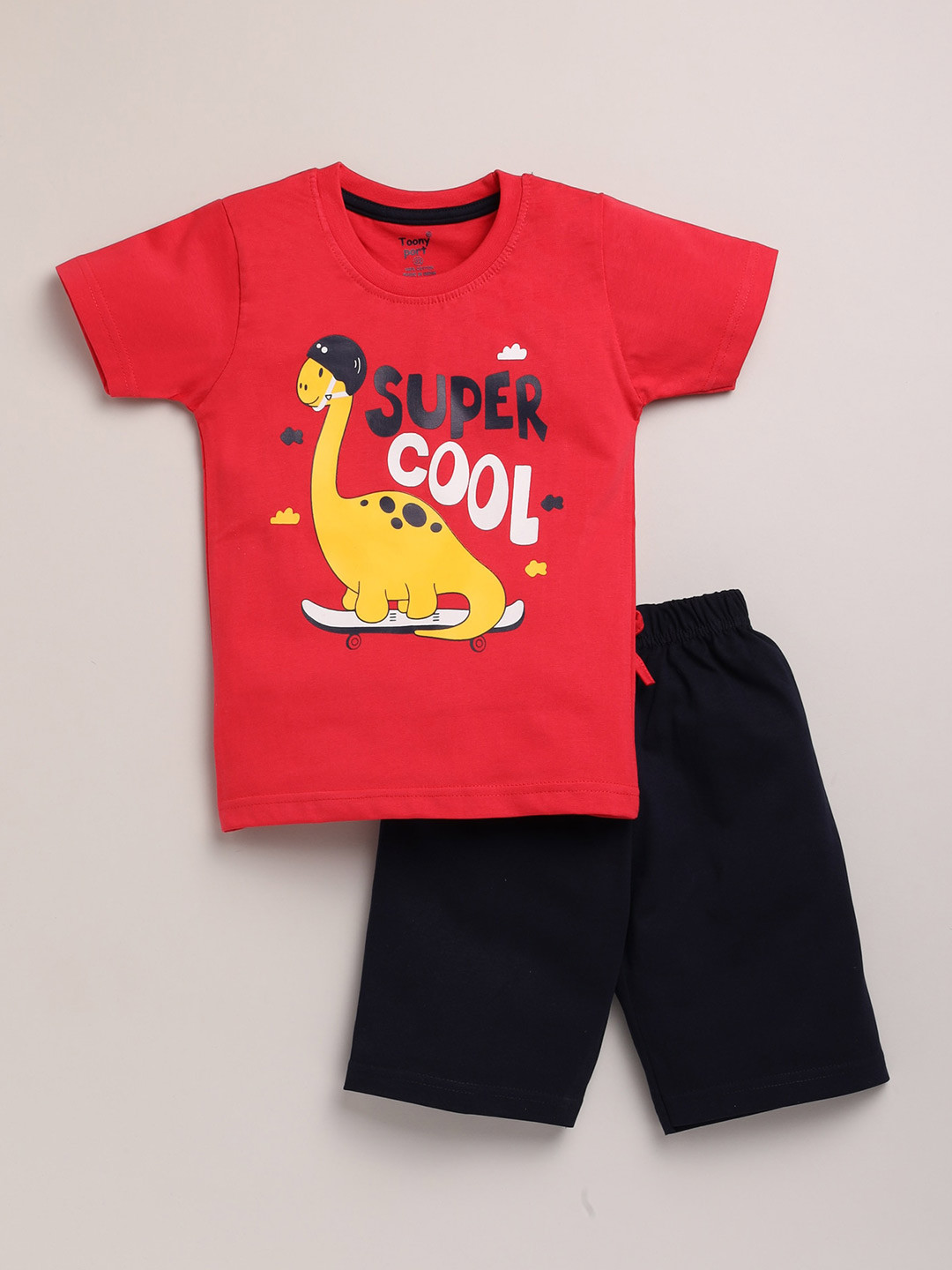

Toonyport Boys Red Printed T-shirt with Shorts