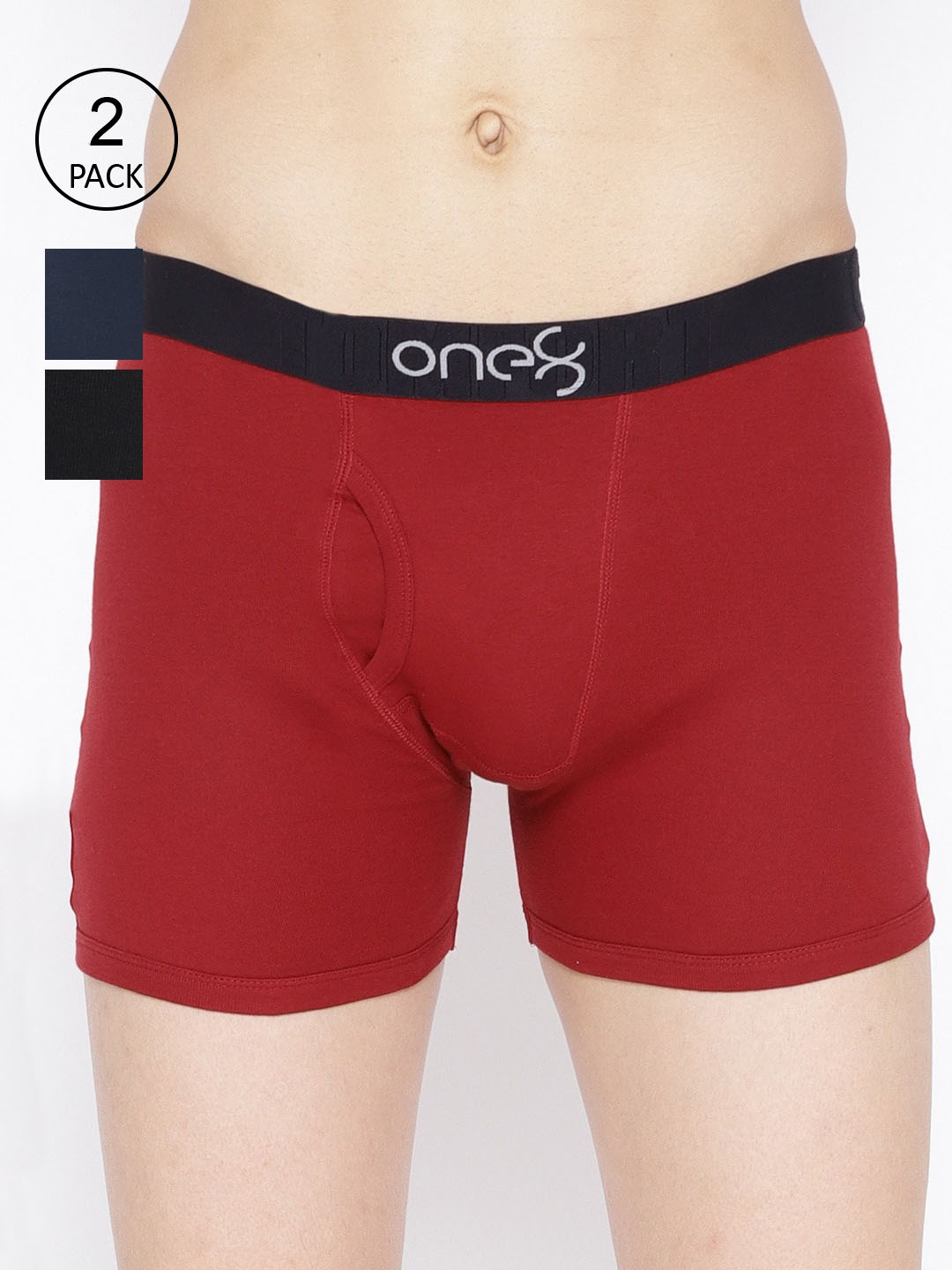 

one8 by Virat Kohli Men Pack Of 3 Solid Cotton Trunks, Maroon