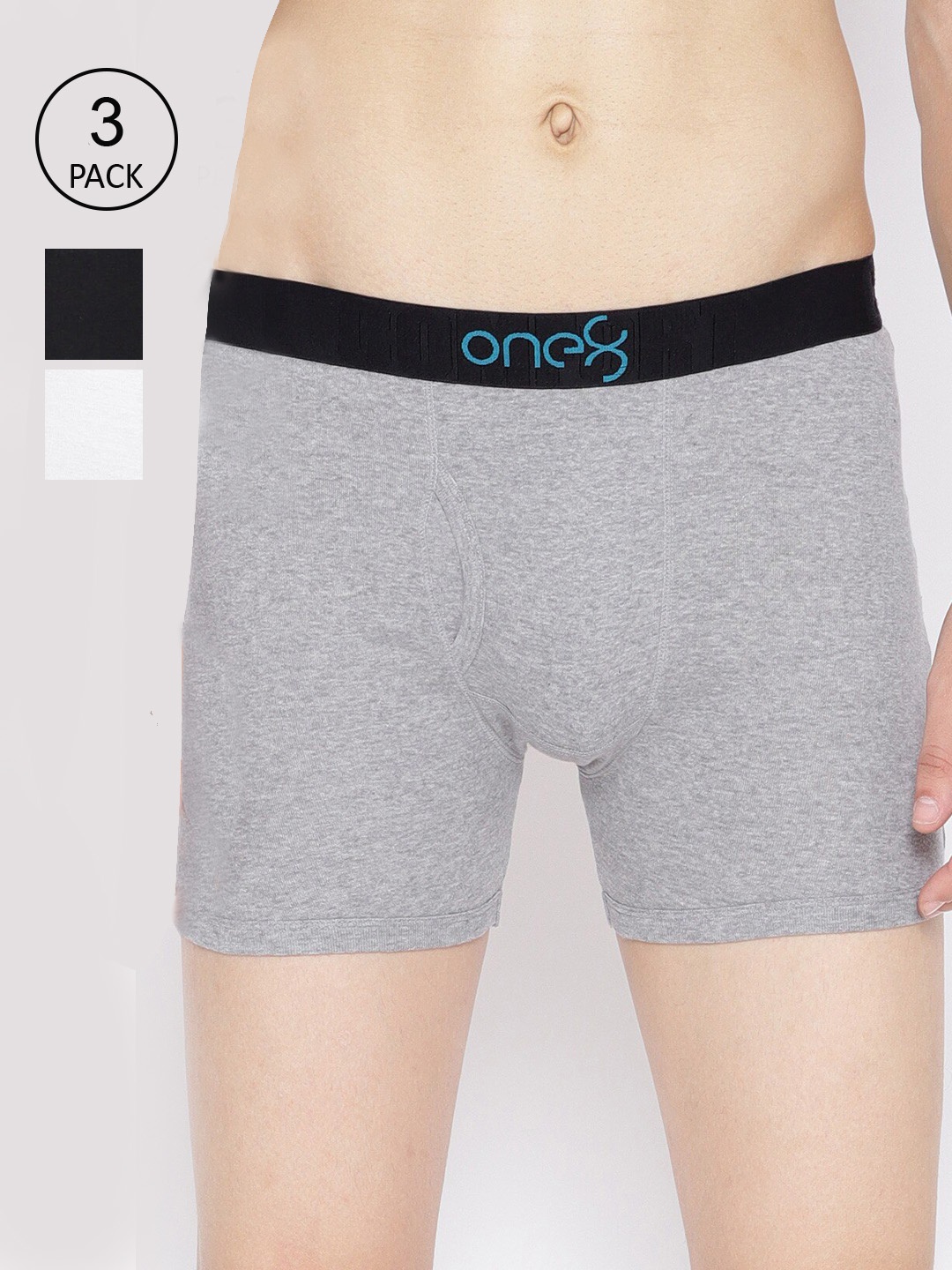 

one8 by Virat Kohli Men Pack of 3 Solid Cotton Trunks 107-PO3, Grey