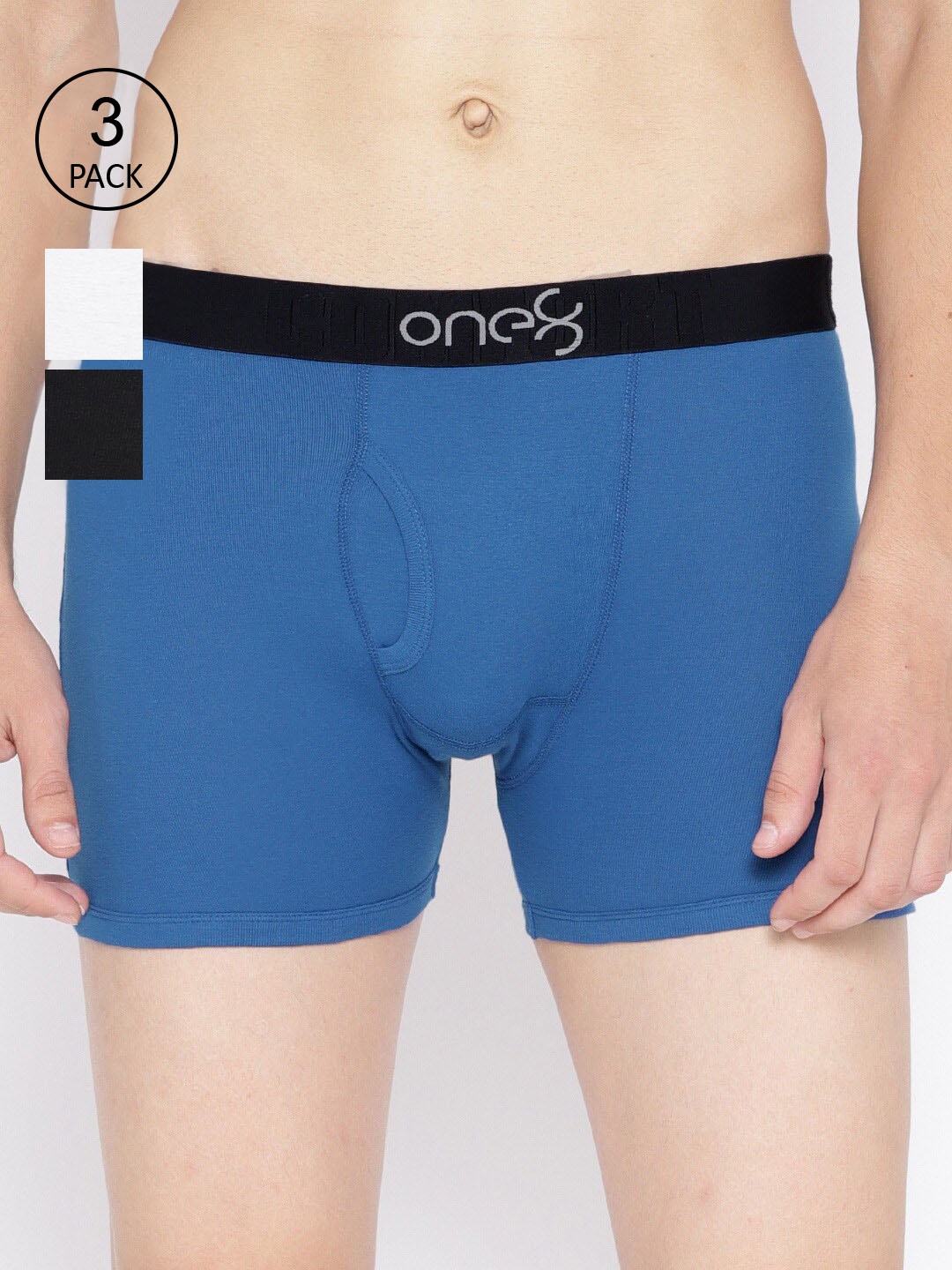

one8 by Virat Kohli Men Pack Of 3 Solid Cotton Trunks, Blue