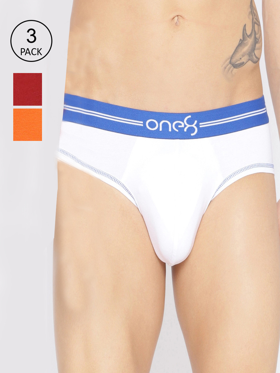 

one8 by Virat Kohli Men Pack of 3 Solid Super Cotton Stretch Briefs 203B1, White