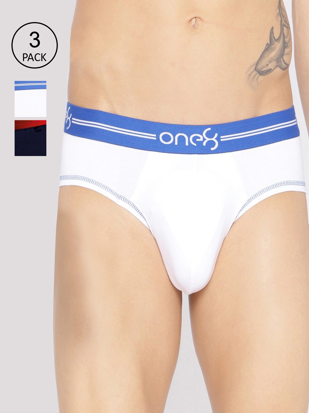 

one8 by Virat Kohli Men Pack of 3 Solid Super Cotton Stretch Briefs, White