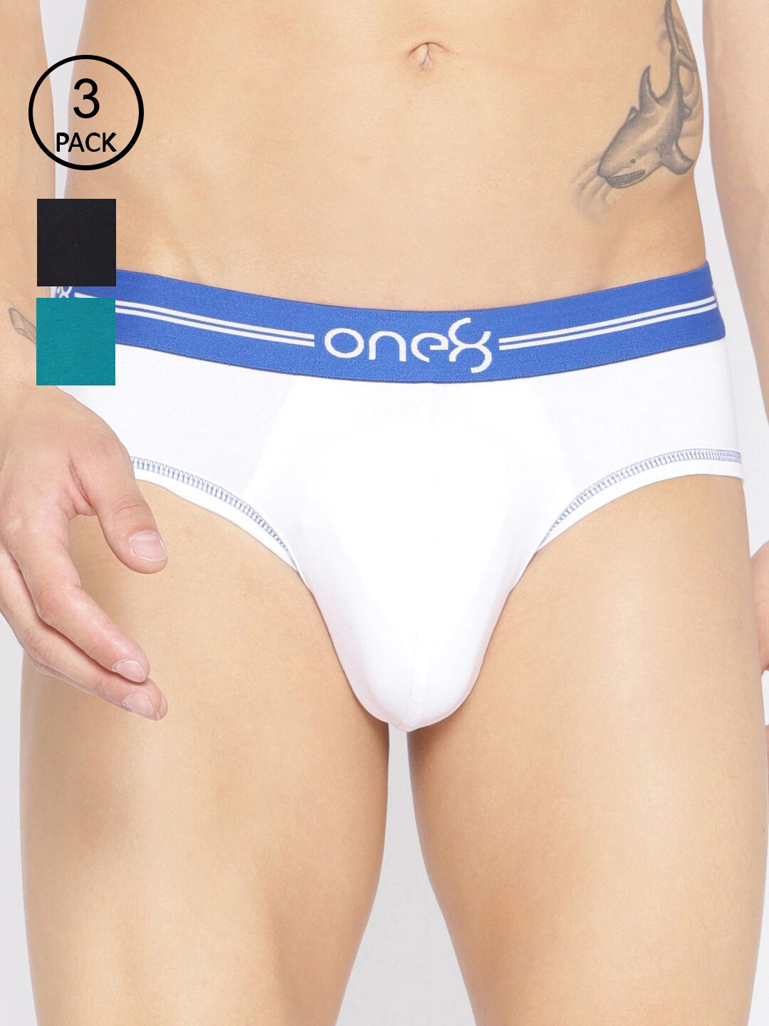 

one8 by Virat Kohli Men Pack Of 3 Super Cotton Stretch Briefs 203G1, White