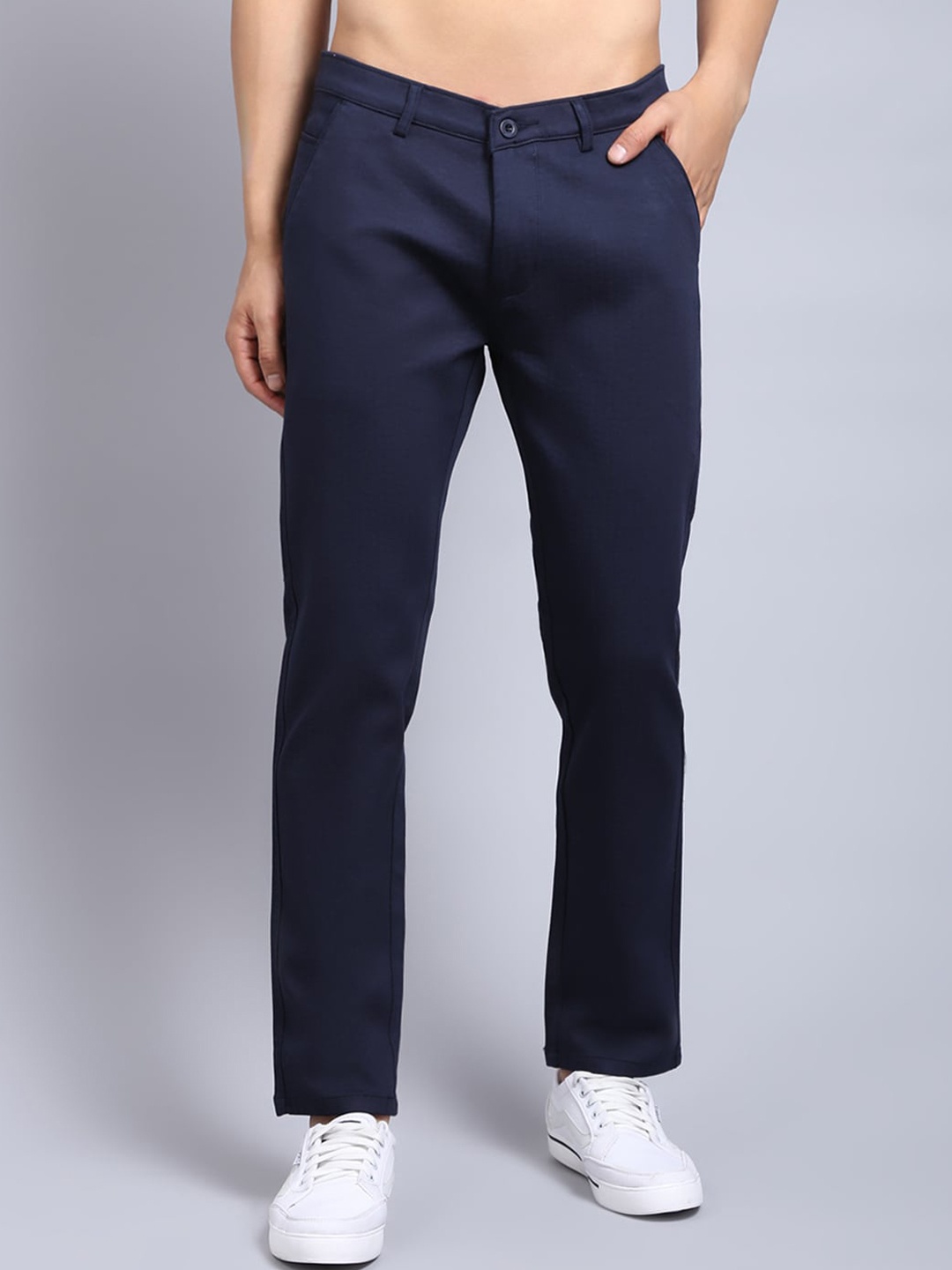 

Rodamo Men Navy Blue Slim Fit Chinos Trousers