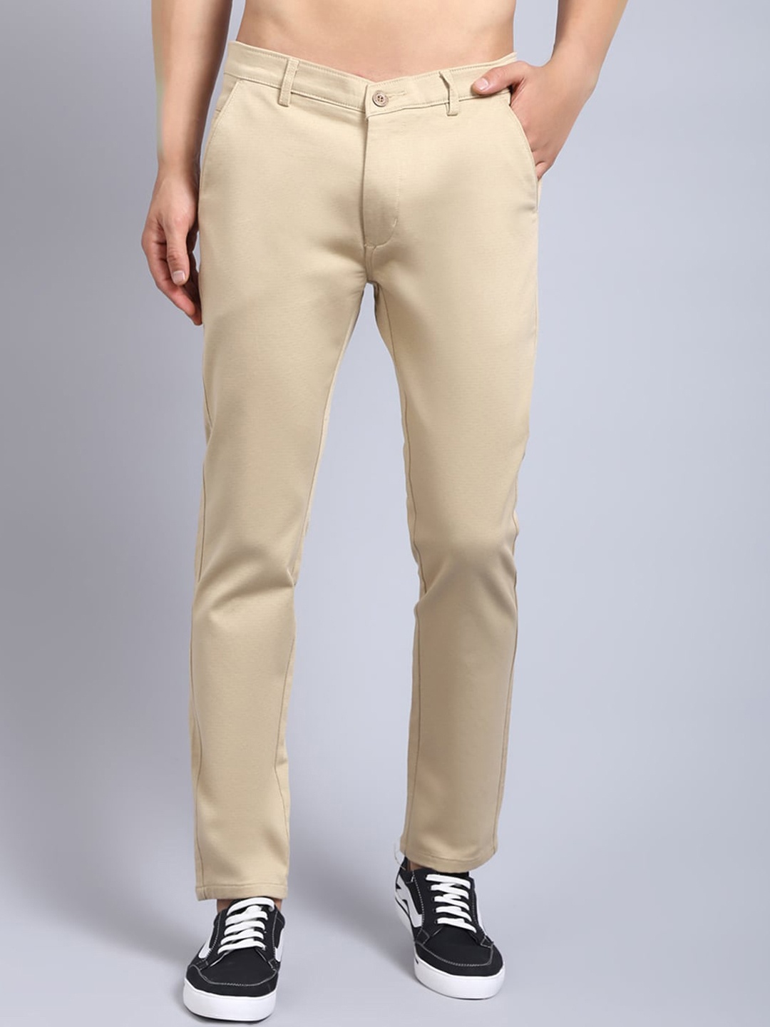 

Rodamo Men Beige Slim Fit Chinos Trousers