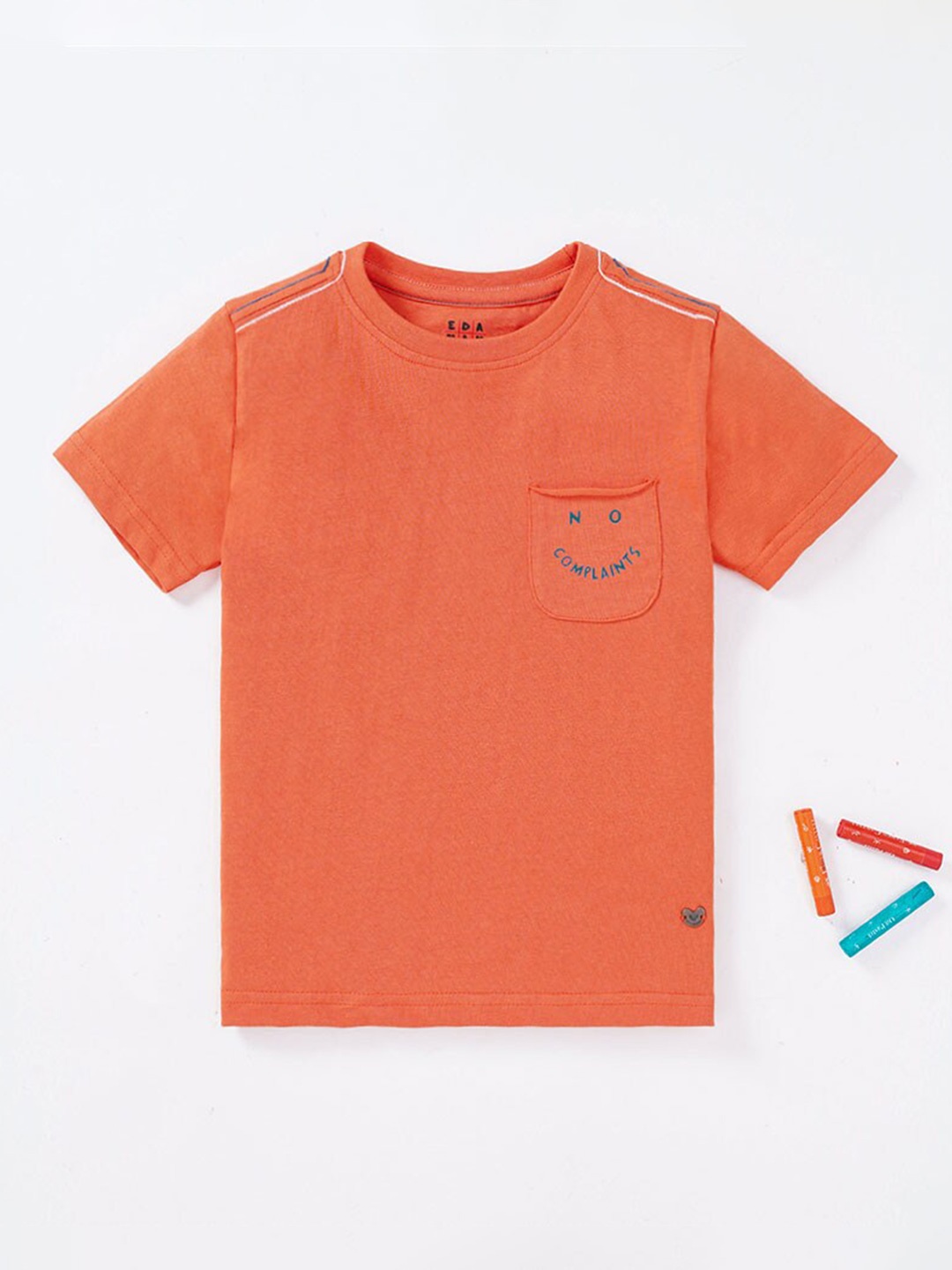 

Ed-a-Mamma Boys Orange & Green Print Cotton T-shirt