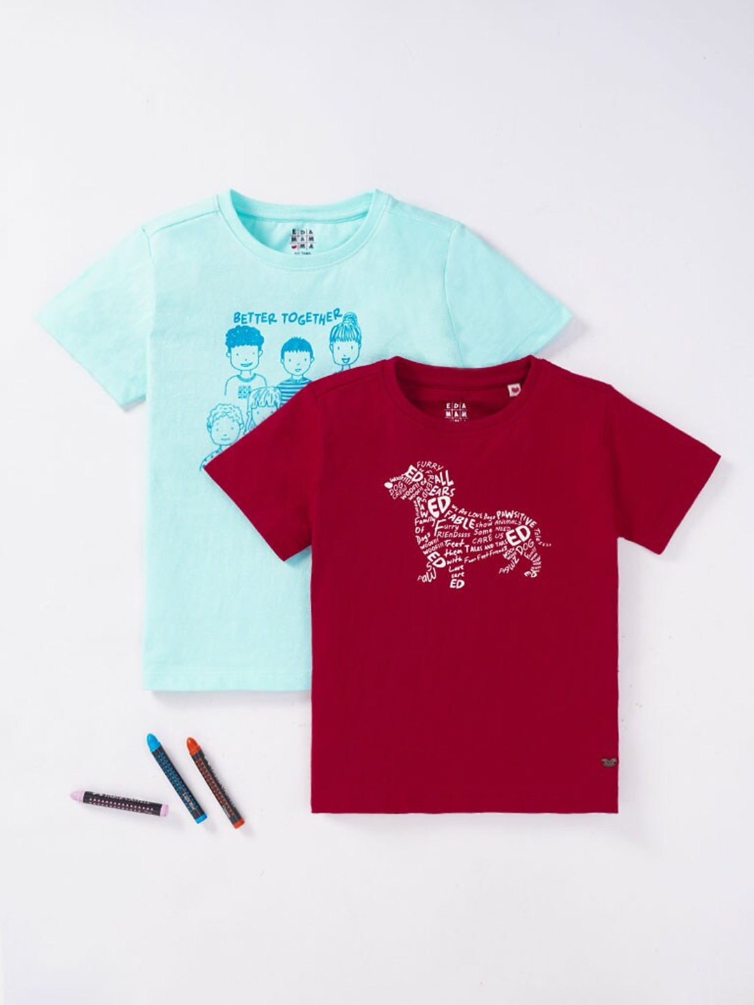 

Ed-a-Mamma Boys Pack Of 2 Cotton T-shirts, Red