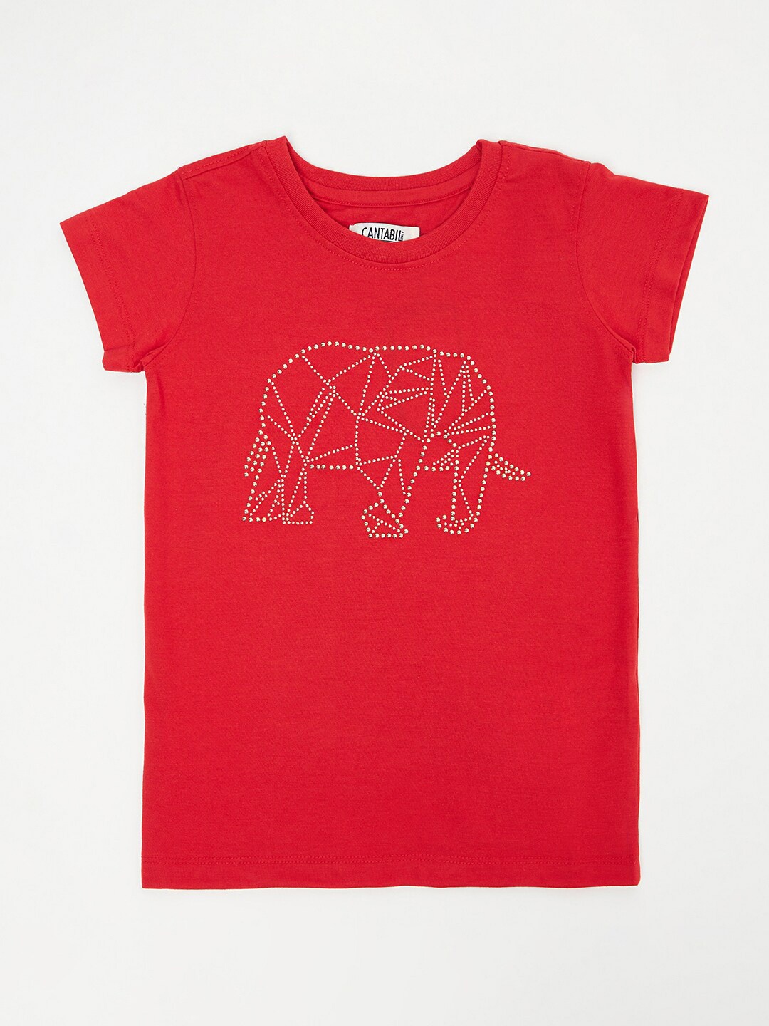 

Cantabil Girls Red Printed Cotton T-shirt