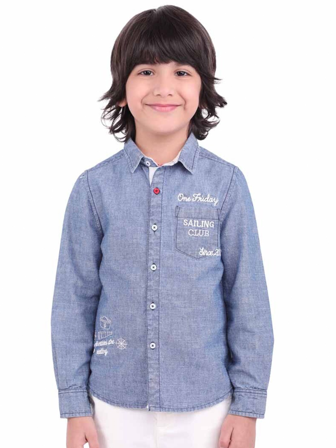 

One Friday Boys Blue Comfort Pure Cotton Casual Shirt