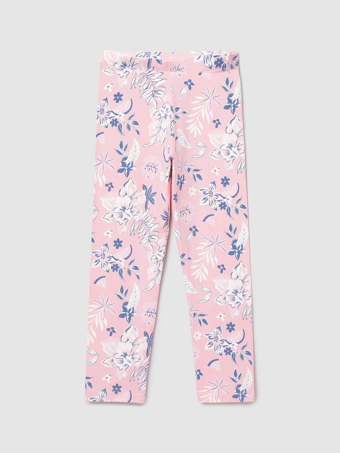 

max Girls Pink Floral Printed Ankle-Length Leggings