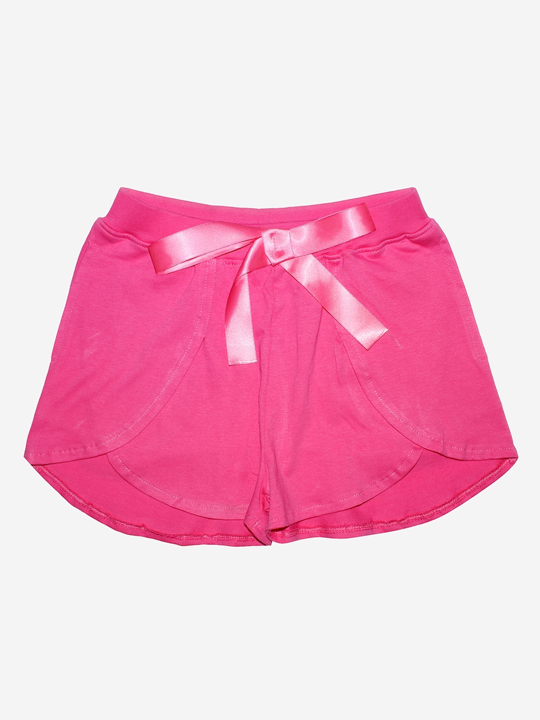 

KiddoPanti Girls Pink Solid Cotton Shorts