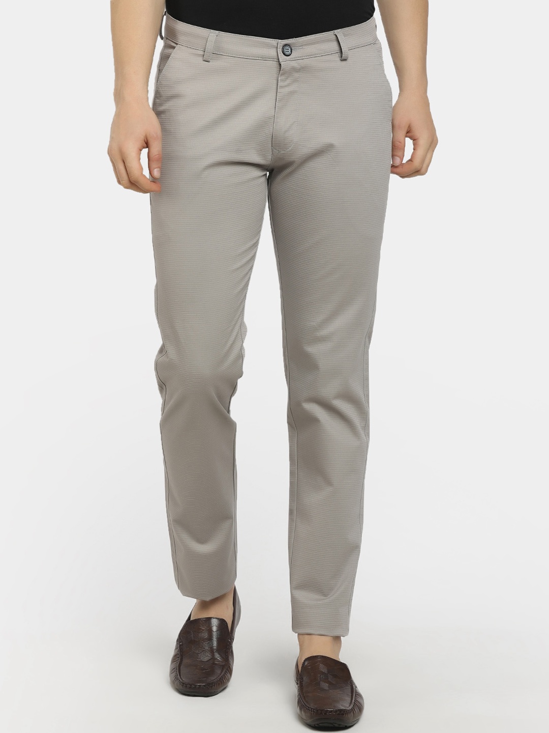 

V-Mart Men Grey Classic Slim Fit Cotton Trousers