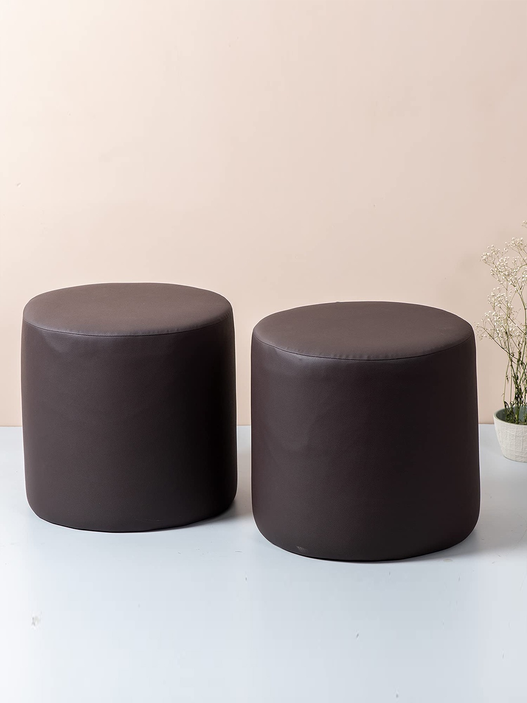 

nestroots Brown Set Of 2 Solid Wood Ottoman