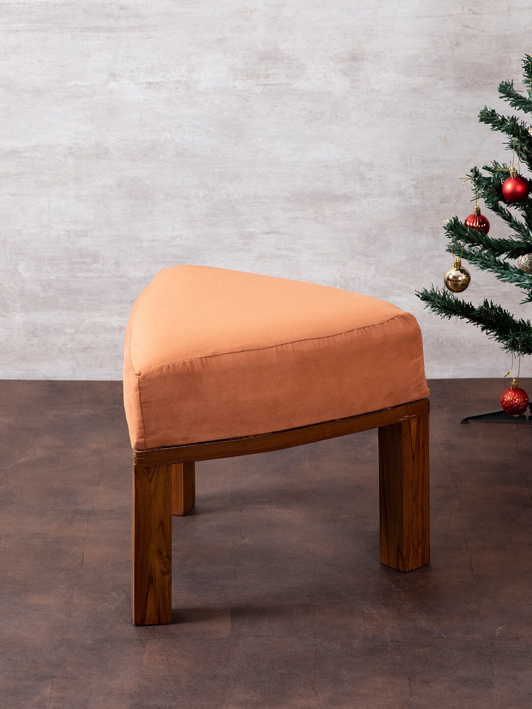 

Nestroots Orange & Brown Solid Ottoman