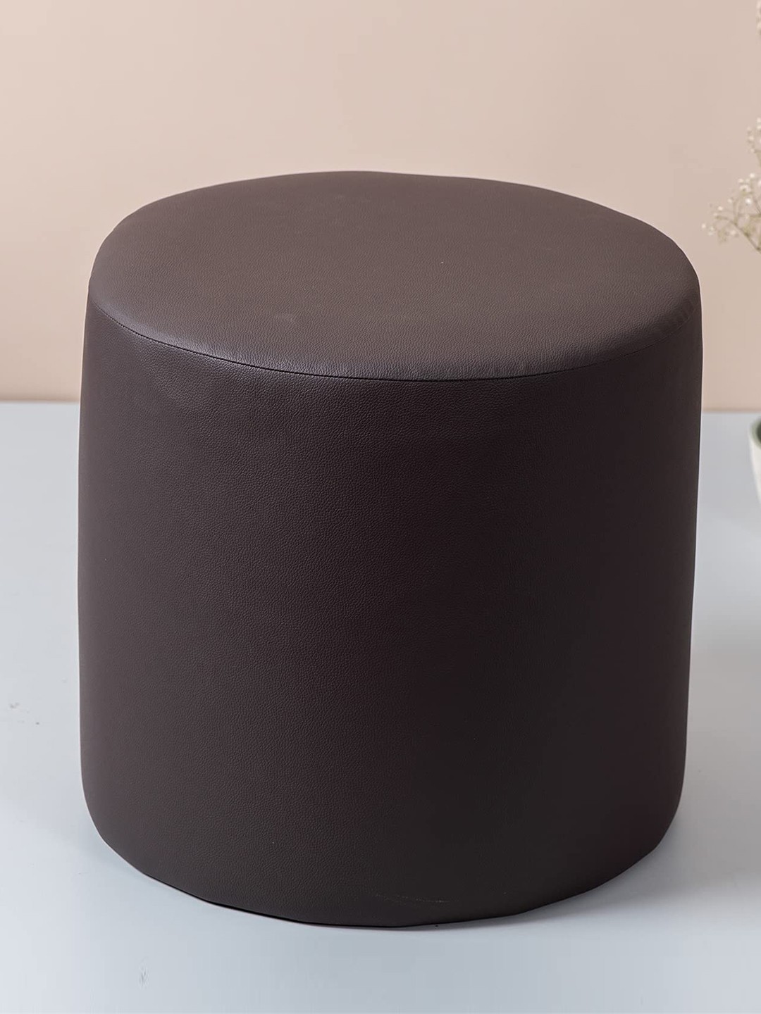 

nestroots Brown Solid Round Ottoman